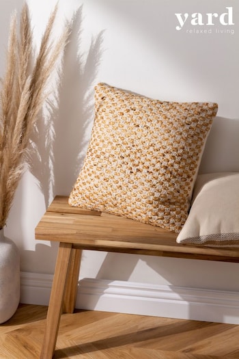 Yard Natural Beige Wikka Cotton Jute Woven Cushion (D95705) | £20