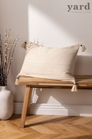 Yard Natural Beige Natural Beige Caliche Cotton Knit Tasselled Cushion (D95706) | £19