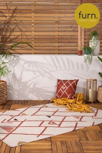 furn. Red Inka Geometric Washable Outdoor/Indoor Rug (D95715) | £46