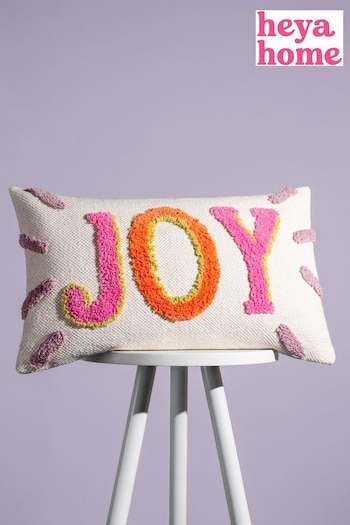 heya home Multicolour Joy Slogan Cotton Tufted Cushion (D95735) | £17