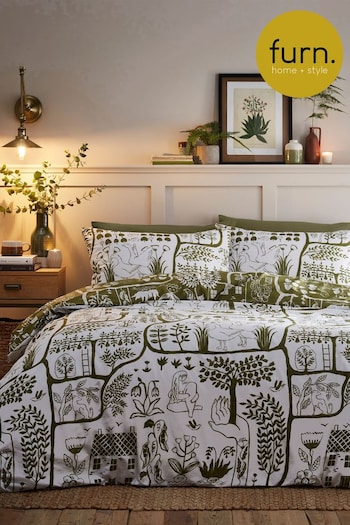 furn. Green Frida Rejuvenate Nature Reversible Duvet Cover and Pillowcase Set (D95746) | £19 - £40