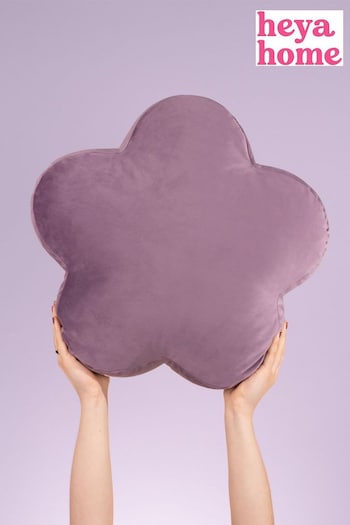heya home Lilac Flower Velvet Cushion (D95764) | £17