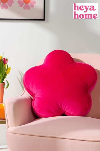 heya home Hot Pink Hot Pink Flower Velvet Cushion (D95765) | £17