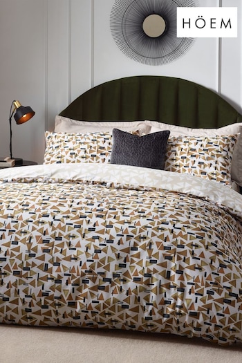 HÖEM Toffee Brown City Geometric Cotton Rich Reversible Duvet Cover and Pillowcase Set (D95770) | £19 - £42