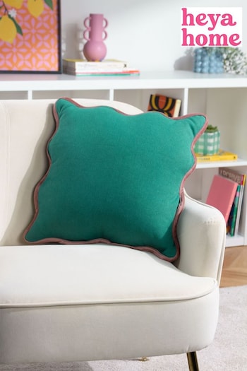 heya home Green Pink Wiggle Contrast Velvet Piped Edge Cushion (D95782) | £17