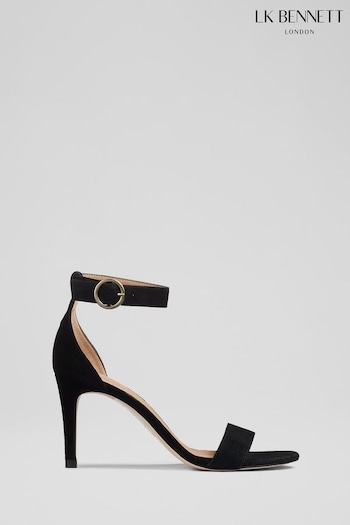 LK Bennett Ivy Black Suede Single Strap Sandals (D95806) | £249