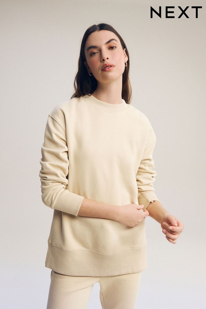 Neutral Essentials Longline Cotton Sweatshirt (D95823) | £24
