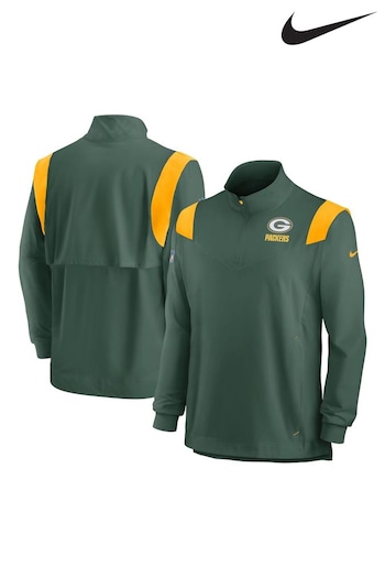 Nike Green NFL Fanatics Mens Bay Packers Repel Lightweight Coach Long Sleeve Sweat Top (D95902) | £75