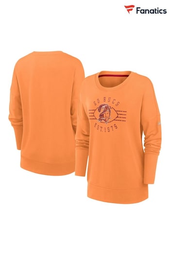 Nike Orange NFL Fanatics Womens Tampa Bay Buccaneers Historic Dri-FIT Drop Shoulder Crew Sweat Top (D95928) | £55