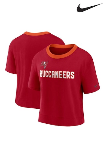Nike Red NFL Fanatics Womens Tampa Bay Buccaneers High Hip Fashion Top (D95932) | £14