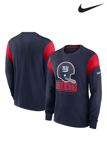 Nike spizike Blue NFL Fanatics New York Giants Long Sleeve Historic Slub T-Shirt (D95934) | £45