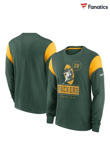Nike Green NFL Fanatics Bay Packers Long Sleeve Historic Slub T-Shirt (D95936) | £45