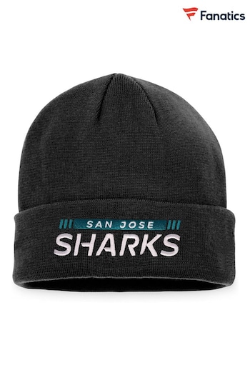San Jose Sharks Fanatics Branded Authentic Black Pro Game & Train Cuffed Knit Hat (D95941) | £22