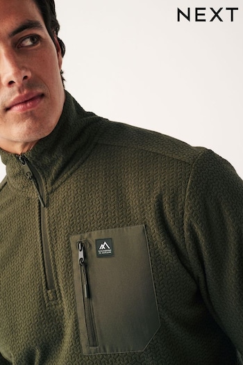 Khaki Green Zip Neck Fleece (D96045) | £34