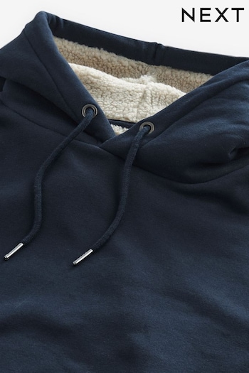 Navy Blue Borg Lined Hoodie (D96049) | £34