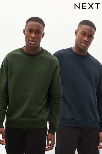 Navy/Khaki Crew Sweatshirts 2 Pack (D96054) | £48