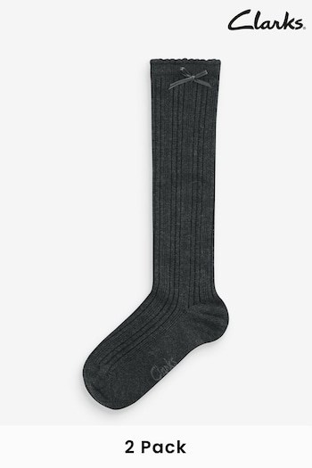 Clarks Grey Knee High Socks 2 Pack (D96061) | £7 - £8