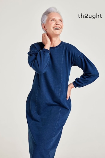 Thought Blue Ioana Organic Cotton Jersey Indigo Loopback Dress (D96107) | £70