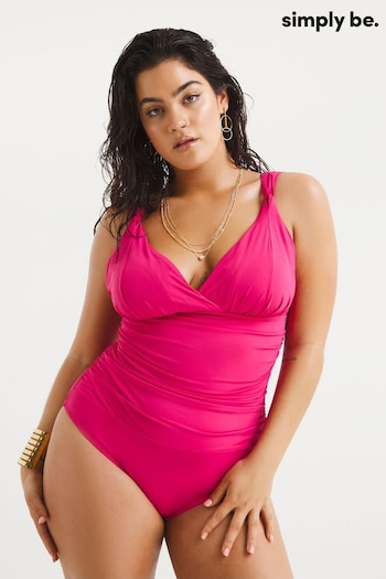 Simply Be Magisculpt Lose Up To An Inch Pink Longer Length Swimsuit (D96132) | £44