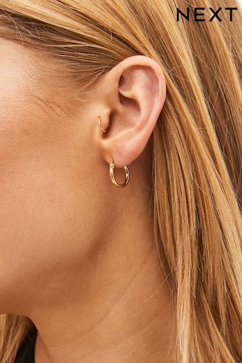 Gold Plated Sterling Silver Mini Hoop Earrings (D96141) | £14