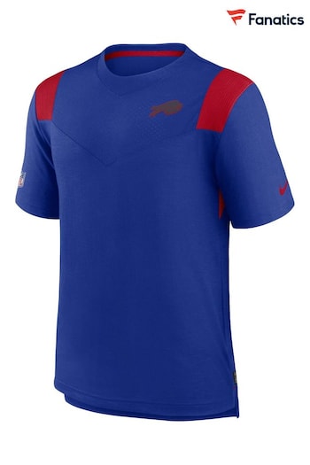 Nike Blue NFL Fanatics Buffalo Bills Sideline Dri FIT Player Short Sleeve Top (D96209) | £45