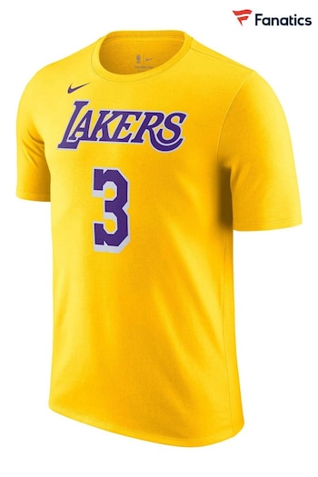 Nike Yellow Fanatics Los Angeles Lakers Nike Name & Number Icon T-Shirt - Anthony Davis (D96269) | £33