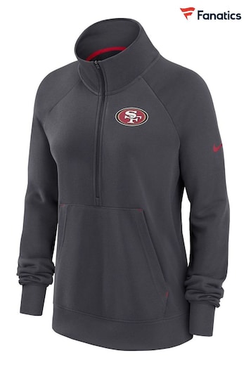 Nike Grey NFL Fanatics Womens San Francisco 49ers Dri Fit Half Zip Sweat Top (D96275) | £65