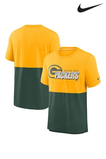 Nike Yellow/Green NFL Fanatics Bay Packers neon Nike Logo Name Colorblock T-Shirt (D96304) | £35