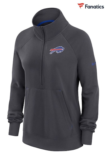 Nike Black NFL Fanatics Womens Buffalo Bills Dri Fit Half Zip Hoodie (D96345) | £65