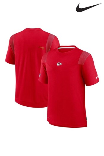 Nike Red NFL Fanatics Kansas City Chiefs Sideline Coaches T-Shirt (D96362) | £45