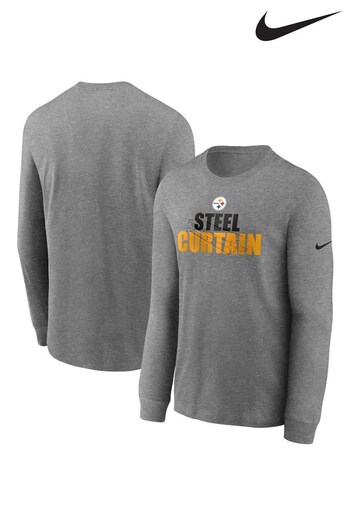 Nike Grey NFL Fanatics Pittsburgh Steelers Hyper Local Long Sleeve T-Shirt (D96372) | £28