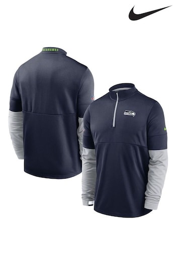 Nike Grey NFL Fanatics Seattle Seahawks Team Logo Half Zip Therma Top (D96377) | £70