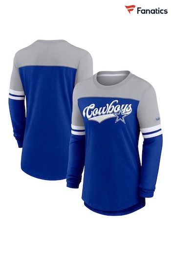 Nike Blue NFL Fanatics Classics Dallas Cowboys Dri-Fit Cotton Long Sleeve T-Shirt Classics (D96419) | £45