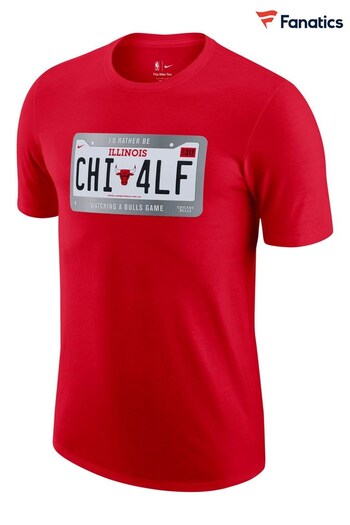 Nike Red Fanatics Chicago Bulls Nike License Plate T-Shirt (D96425) | £28
