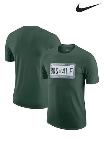 Nike Green Fanatics Milwaukee Bucks Nike License Plate T-Shirt (D96426) | £28