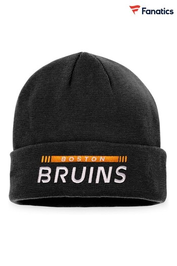 Boston Bruins Fanatics Branded Authentic Pro Game & Train Cuffed Black Knit Hat (D96457) | £22