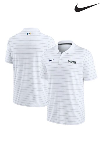 Nike dla White Fanatics Milwaukee Brewers Nike dla City Connect Striped Polo Shirt (D96477) | £50
