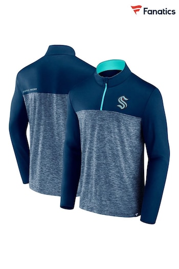 Seattle Kraken Fanatics Blue Branded Iconic Defender 1/4 Zip Sweat Top (D96518) | £48
