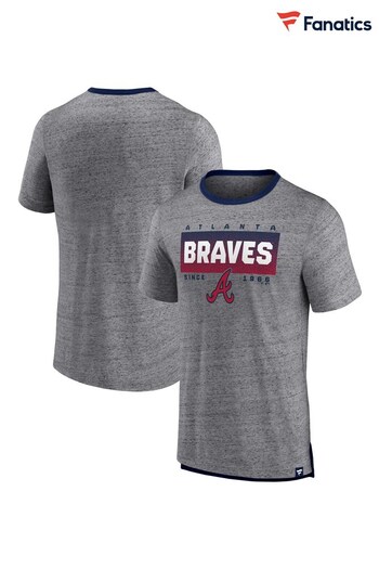 Fanatics Grey Atlanta Braves Iconic Speckled Ringer T-Shirt (D96526) | £25
