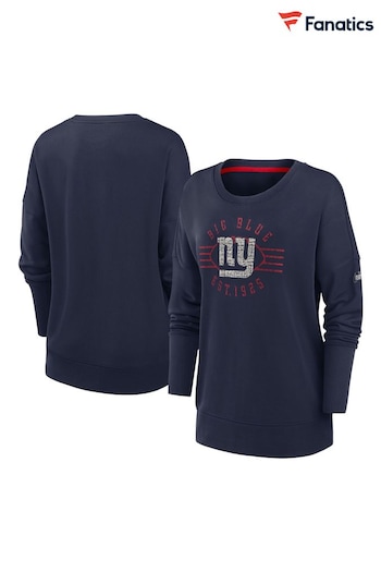 Nike Navy NFL Fanatics Womens New York Giants Historic Dri-FIT Drop Shoulder Crew Sweatshirt (D96547) | £55