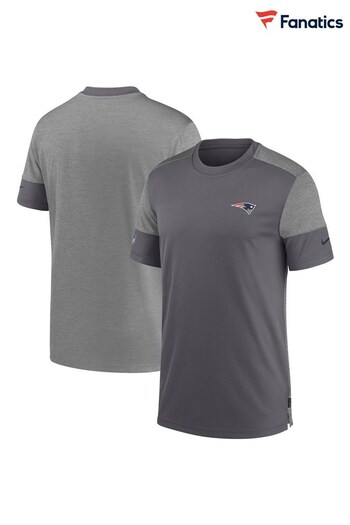 Nike Grey NFL Fanatics New England Patriots Sideline Coach UV Short Sleeve T-Shirt (D96578) | £35