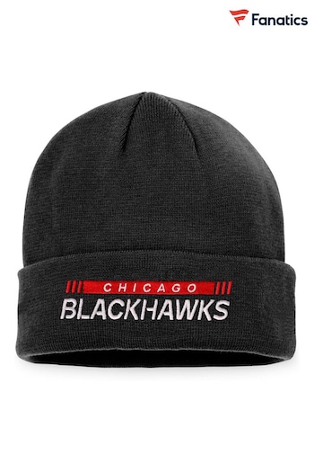 Fanatics Chicago Blackhawks Fanatics Branded Authentic Pro Game & Train Cuffed Knit Black Hat (D96627) | £22