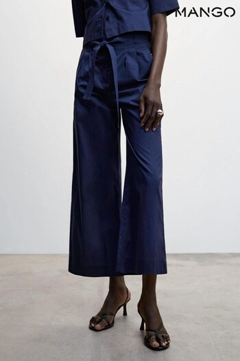 Mango Blue Pleated Culottes Trousers (D96639) | £36