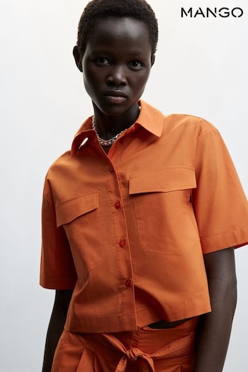 Mango Orange Chest Pocket Cotton Shirt (D96667) | £30