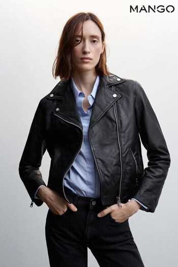 Mango Leather Biker Black Jacket (D96698) | £120