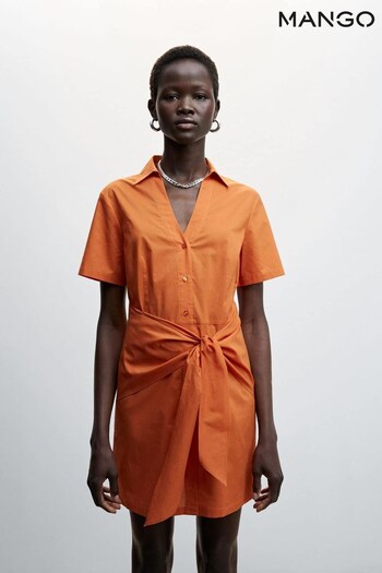 Mango Orange Bow Shirt Dress (D96720) | £36