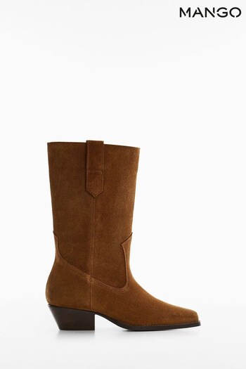 Mango Cowboy Brown Leather Boots (D96721) | £120