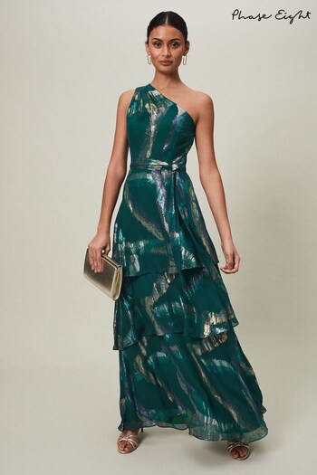 Phase Eight Green Sonia one shoulder Silk Maxi Dress (D96787) | £349