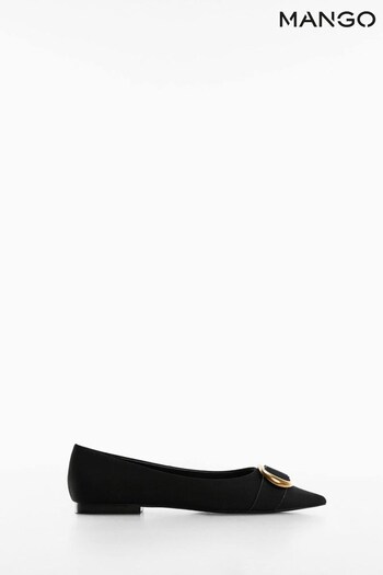 Mango Decorative Buckle Toe Black Bleumarin Shoes (D96869) | £46