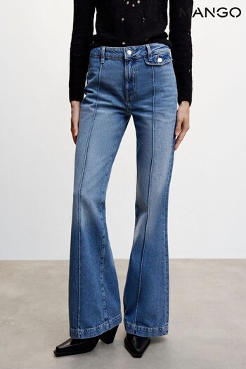 Mango Blue High Waist Wideleg Jeans With Seams (D96900) | £50